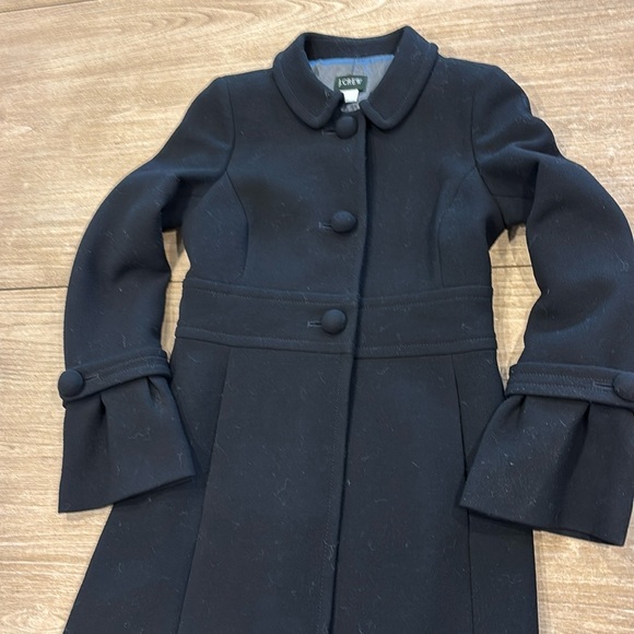J. Crew Black Double Cloth Tulip Coat - Picture 2 of 8